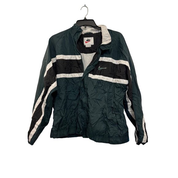 Vintage Nike Windbreaker Jacket Men XL Green Black White Zipper Casual Lightweig - Picture 1 of 12